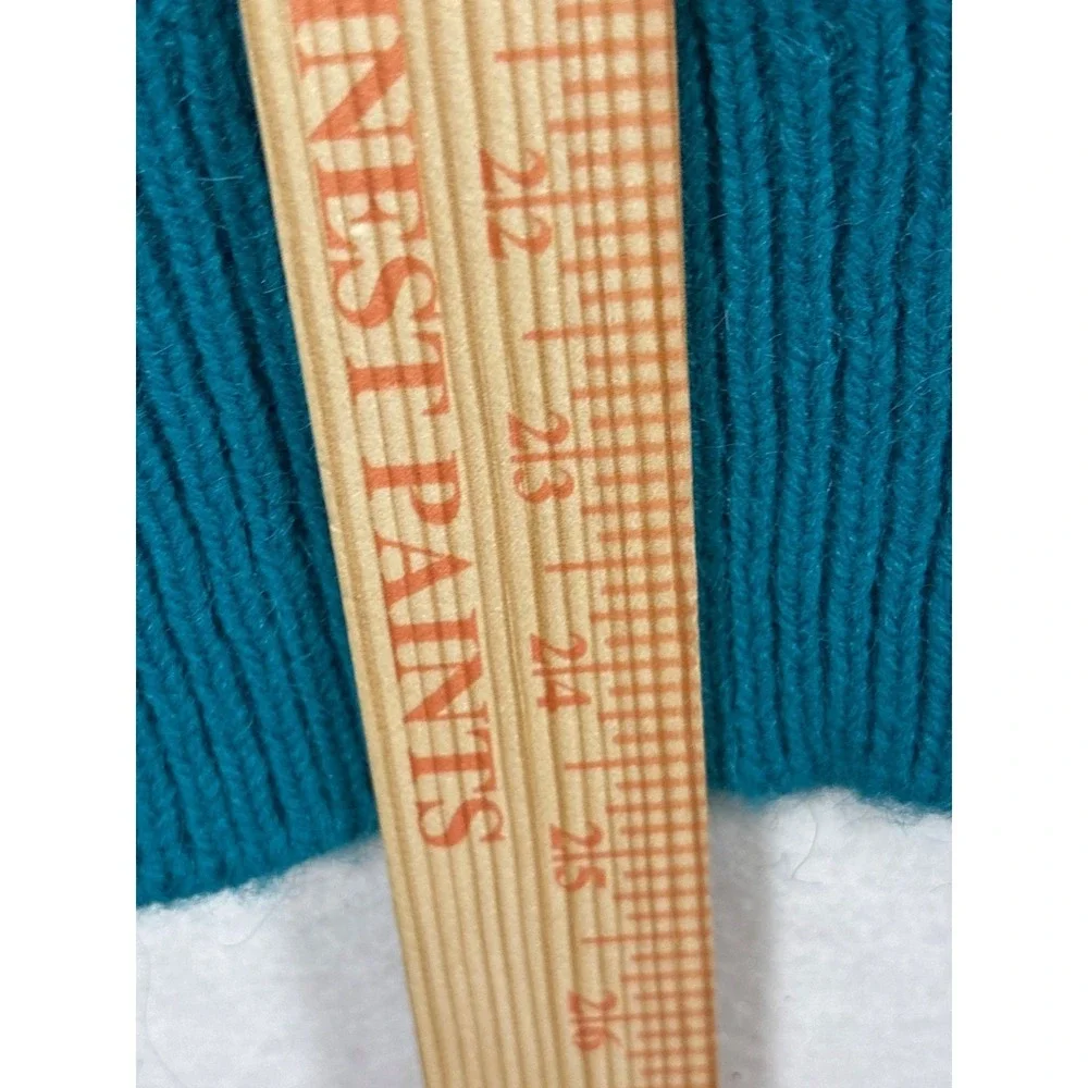 Vintage Teal Sweater With Black Shoulder Appliques & Ribbed Crew Neck‎ size 8